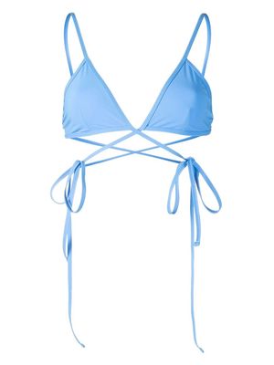 Christopher Esber crossover lace-up bikini top - Blue