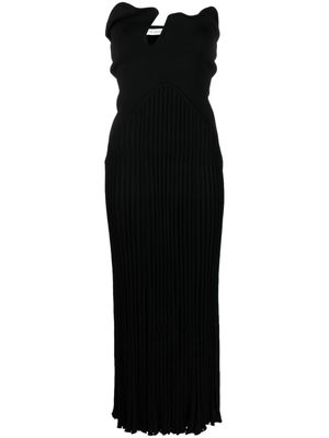 Christopher Esber cut-out detail pleated strapless dress - Black