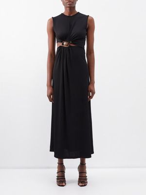 Christopher Esber - Cutout Embellished Ribbed-knit Maxi Dress - Womens - Black