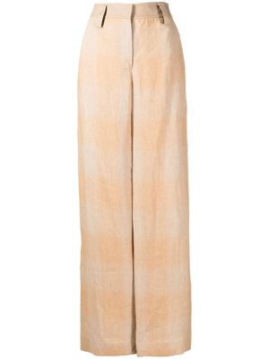 Christopher Esber faded-gingham wide-leg trousers - Neutrals