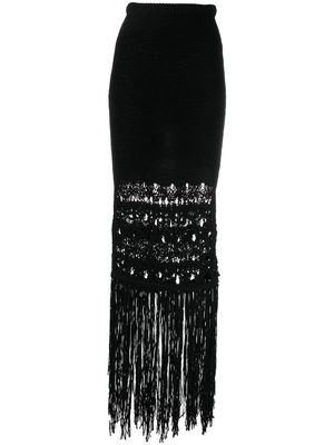 Christopher Esber fringed knitted maxi skirt - Black