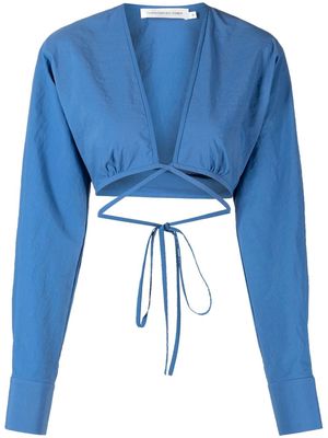 Christopher Esber Magyar plunge cropped top - Blue