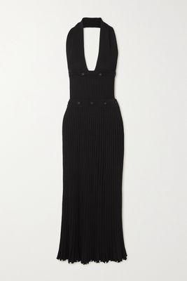 Christopher Esber - Open-back Asymmetric Cutout Ribbed-knit Midi Halterneck Dress - Black