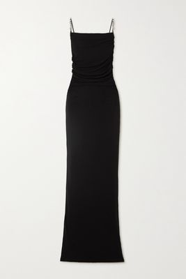 Christopher Esber - Open-back Embellished Ruched Crepe Gown - Black