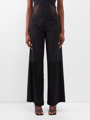 Christopher Esber - Panelled Wool-blend Wide-leg Trousers - Womens - Black