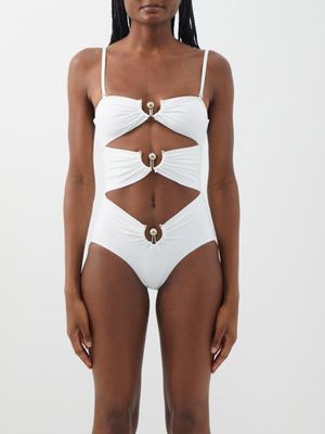 Christopher Esber - Pierced Orbit Cutout Swimsuit - Womens - White
