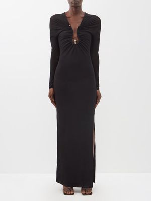 Christopher Esber - Polar Orbit Cutout Long-sleeve Jersey Maxi Dress - Womens - Black