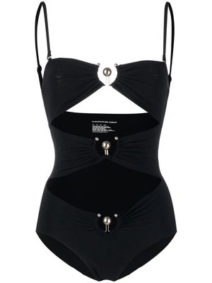 Christopher Esber ring-embellished cut-out swimsuit - Black