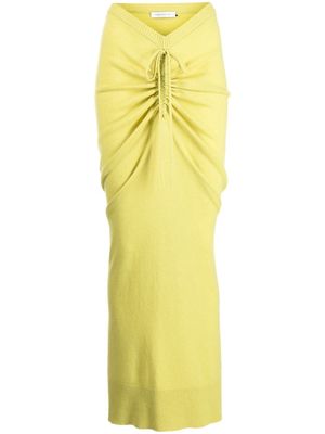 Christopher Esber ruched-tie knitted skirt - Yellow