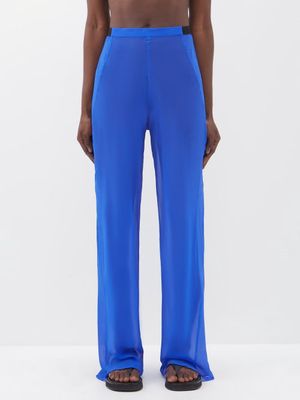 Christopher Esber - Semi-sheer Silk-chiffon Trousers - Womens - Cobalt Blue