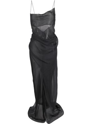 Christopher Esber semi-sheer silk maxi dress - Grey