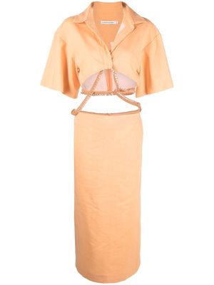 Christopher Esber strap-detail short-sleeve dress - Orange