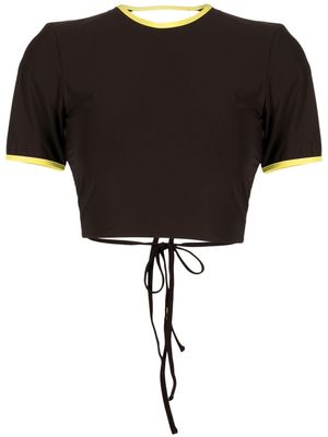 CHRISTOPHER ESBER tied-back cropped T-shirt - Brown