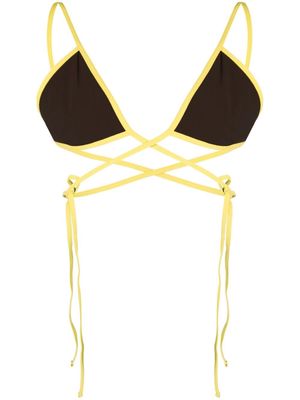 Christopher Esber triangle-cup tie-fastening bikini top - Brown