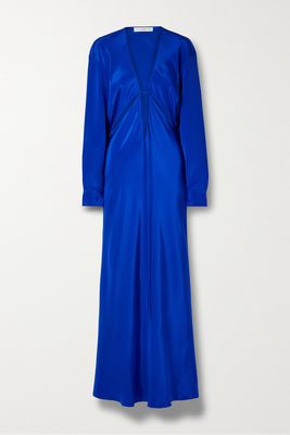 Christopher Esber - Triquetra Cutout Tie-front Silk Crepe De Chine Maxi Dress - Blue