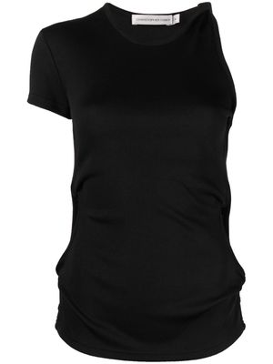 Christopher Esber twist-detail asymmetric ribbed T-shirt - Black
