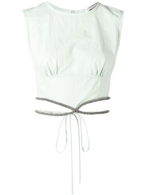 Christopher Esber underwire crystal-tie cropped top - Green