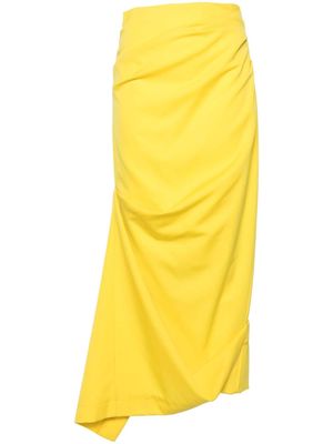 Christopher John Rogers asymmetric wool midi skirt - Yellow