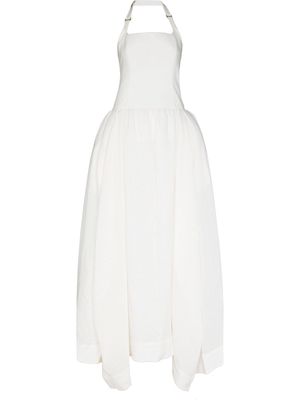 Christopher John Rogers cloqué halterneck gown - White