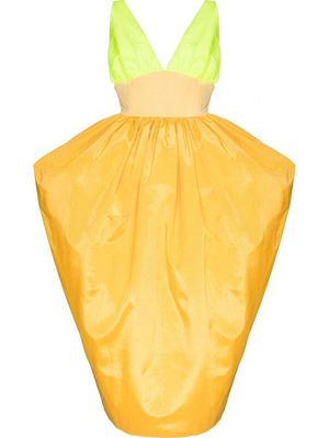 Christopher John Rogers colour-block balloon gown - Orange