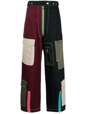Christopher John Rogers colour-block cargo trousers - Black