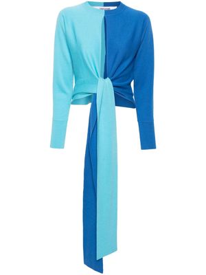 Christopher John Rogers colour-block self-tie jumper - Blue
