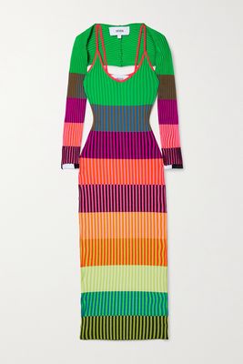 Christopher John Rogers - Cutout Striped Ribbed-knit Maxi Dress - Orange