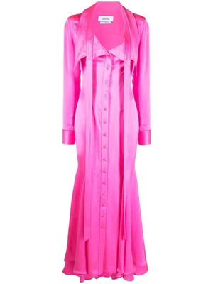 Christopher John Rogers plunge-style flared maxi dress - Pink