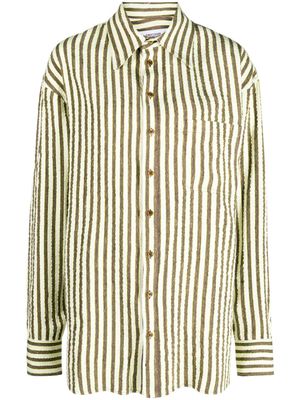 Christopher John Rogers seersucker stripe-print shirt - Neutrals