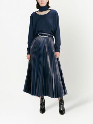 Christopher Kane chain-detail pleated skirt - Blue