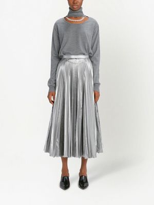 Christopher Kane chain-detail pleated skirt - Silver