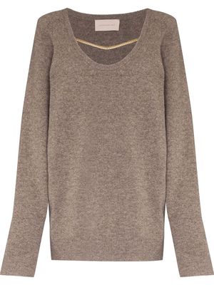 Christopher Kane Chain embellished scoop-neck wool sweater - Neutrals