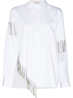 Christopher Kane Crystal Cupchain fringe cotton shirt - White