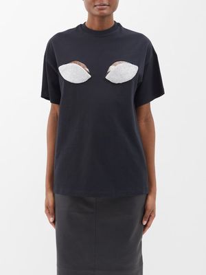 Christopher Kane - Crystal-embellished Organic-cotton T-shirt - Womens - Black