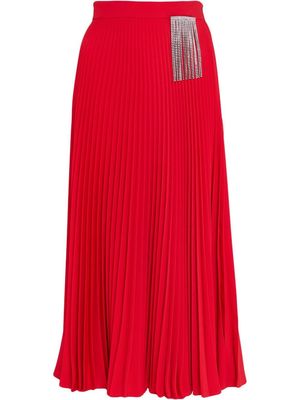 Christopher Kane Crystal Fringe pleated midi-skirt - Red