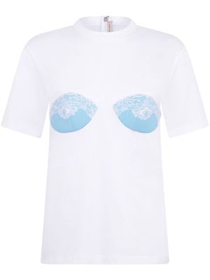 Christopher Kane Dream lace-bust T-shirt - WHITE BLUE