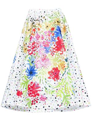 Christopher Kane floral-print A-line skirt - White