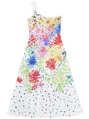 Christopher Kane floral-print one-shoulder dress - White