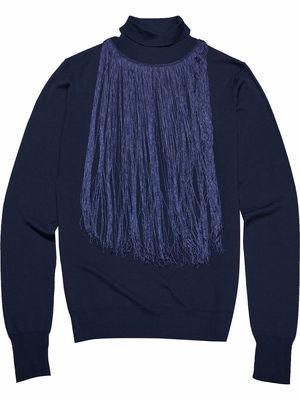 Christopher Kane fringe-detail wool jumper - Blue