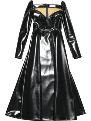 Christopher Kane glossy flared mid dress - Black