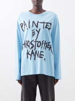 Christopher Kane - Graphic-print Cotton-jersey Long-sleeved T-shirt - Womens - Light Blue