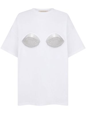 Christopher Kane Hello crystal-embellished T-shirt - WHITE