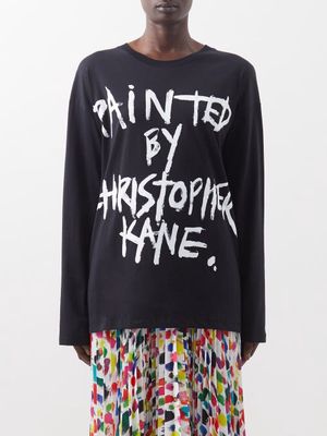 Christopher Kane - Logo-print Cotton-jersey Long-sleeved T-shirt - Womens - Black