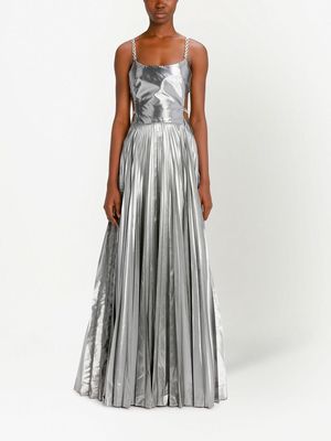 Christopher Kane metallic-finish pleated gown - Silver