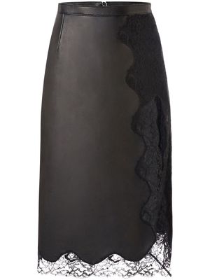 Christopher Kane Mrs Robinson lace-trim leather skirt - BLACK