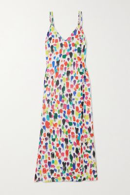 Christopher Kane - Tie-detailed Printed Recycled Crepe Midi Dress - Blue