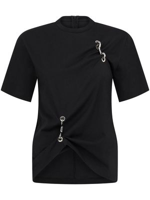 Christopher Kane Trigger Happy clasp-detail T-shirt - BLACK
