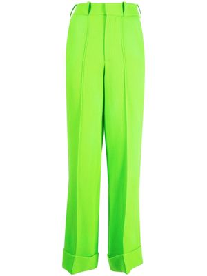 Christopher Kane wide-leg turn-up trousers - Green