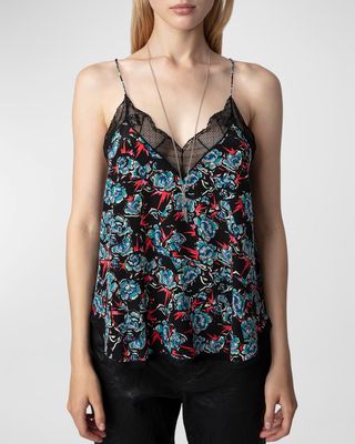 Christy Floral-Print Silk Camisole