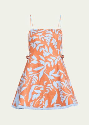 Christy Square-Neck Linen Mini Dress